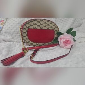 Michael Kors Signature Red and Tan Crossbody Bag